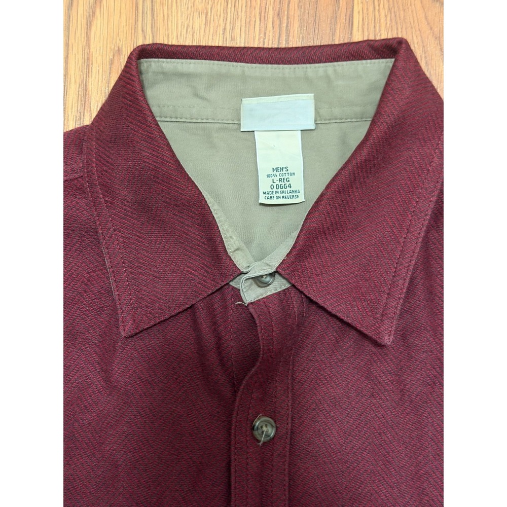 L.L.Bean Shirt Mens Large Chamois Cloth Workwear Button Front Red - Picture 3 of 11